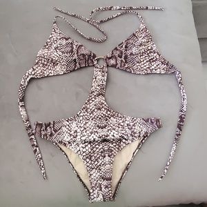 Maya brown snakeskin print monokini bikini M